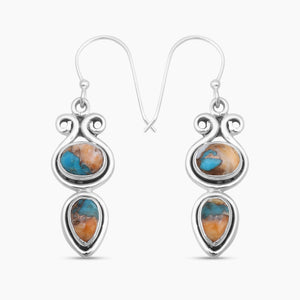 Turquoise Spiny Oyster Silver Earrings