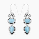 Natural Larimar Silver Earrings