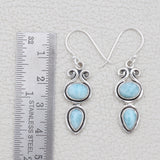 Natural Larimar Silver Earrings
