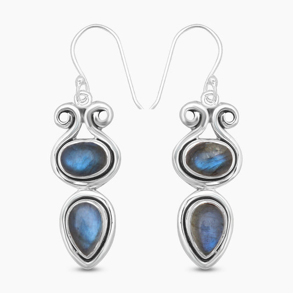 Natural Larimar Silver Earrings