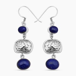 Natural Lapis Lazuli Silver Earrings