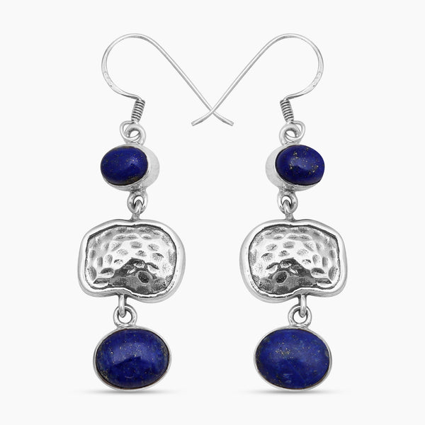 Natural Lapis Lazuli Silver Earrings