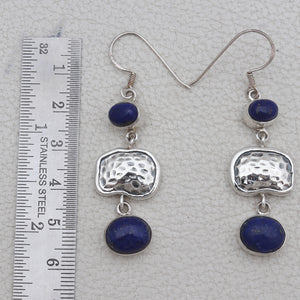 Natural Lapis Lazuli Silver Earrings