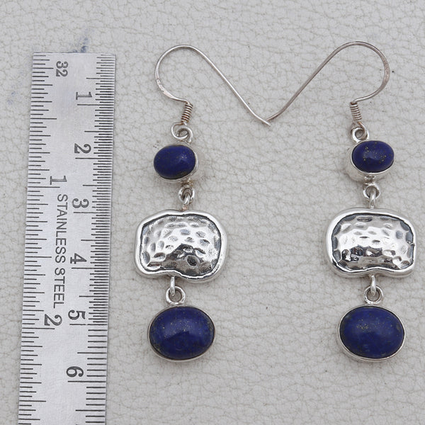 Natural Lapis Lazuli Silver Earrings