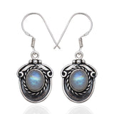 Rainbow Moonstone Silver Earrings