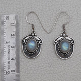 Rainbow Moonstone Silver Earrings