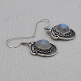 Rainbow Moonstone Silver Earrings