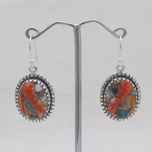 Turquoise Spiny Oyster Silver Earrings