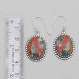 Turquoise Spiny Oyster Silver Earrings