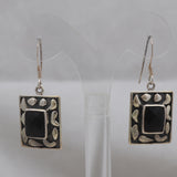 Natural Black Onyx Silver Earrings