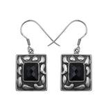 Natural Black Onyx Silver Earrings