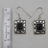 Natural Black Onyx Silver Earrings