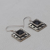 Natural Black Onyx Silver Earrings