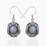 Natural Rainbow Moonstone Silver Earrings