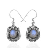 Natural Rainbow Moonstone Silver Earrings