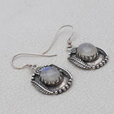 Natural Rainbow Moonstone Silver Earrings