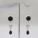 Black Onyx Silver Drop Earrings