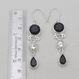Black Onyx Silver Drop Earrings