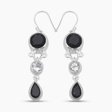 Black Onyx Silver Drop Earrings