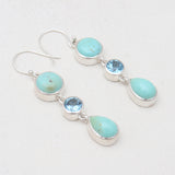 Mexican Turquoise & Blue Topaz Silver Earrings