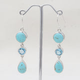 Mexican Turquoise & Blue Topaz Silver Earrings