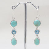 Mexican Turquoise & Blue Topaz Silver Earrings