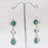 Mexican Turquoise & Blue Topaz Silver Earrings