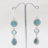 Mexican Turquoise & Blue Topaz Silver Earrings