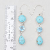 Mexican Turquoise & Blue Topaz Silver Earrings