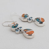 Turquoise Spiny Oyster Silver Dangle Earrings