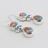 Turquoise Spiny Oyster Silver Dangle Earrings