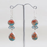 Turquoise Spiny Oyster Silver Dangle Earrings