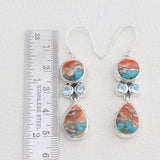 Turquoise Spiny Oyster Silver Dangle Earrings