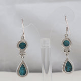 Rainbow Moonstone + Blue Topaz Silver Earrings