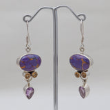 Purple Turquoise Silver Dangle Earrings