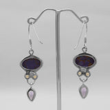 Purple Turquoise Silver Dangle Earrings