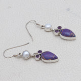 Purple Turquoise Silver Earrings