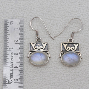 Rainbow Moonstone Silver Earrings
