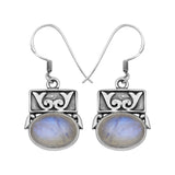 Natural Rainbow Moonstone Silver Earrings