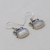 Natural Rainbow Moonstone Silver Earrings