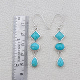 Mexican Turquoise Silver Drop Earrings