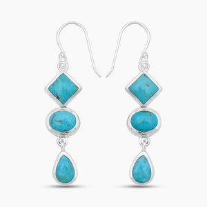 Mexican Turquoise Silver Drop Earrings
