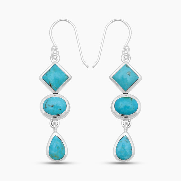 Mexican Turquoise Silver Drop Earrings