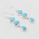 Mexican Turquoise Silver Drop Earrings