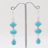 Mexican Turquoise Silver Drop Earrings