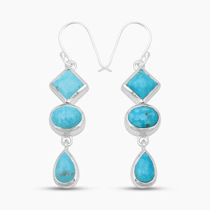 Mexican Turquoise Silver Drop Earrings