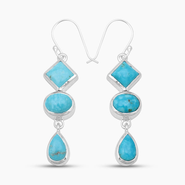 Mexican Turquoise Silver Drop Earrings