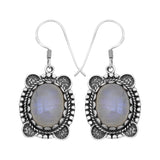 Natural Rainbow Moonstone Silver Earrings