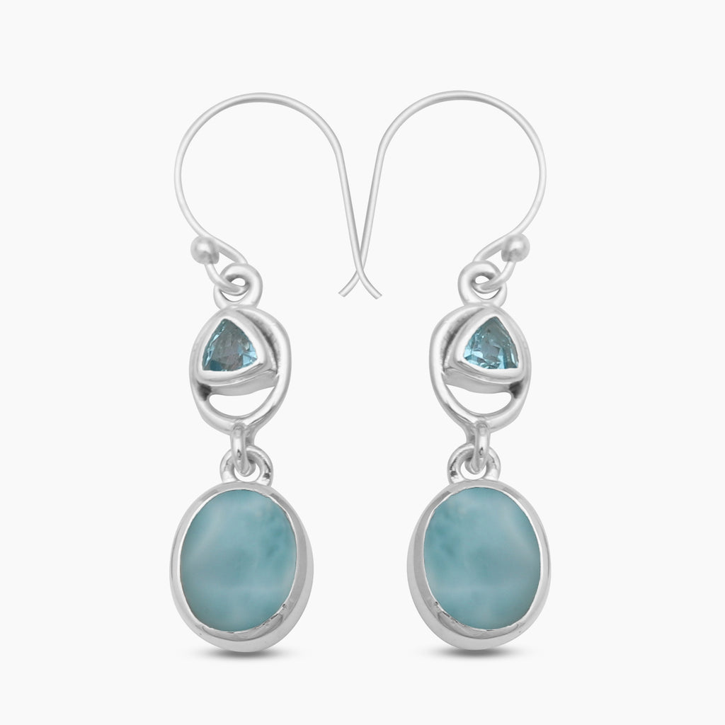 925 Silver Larimar Earrings