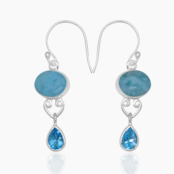 925 Sterling Silver Larimar Earrings